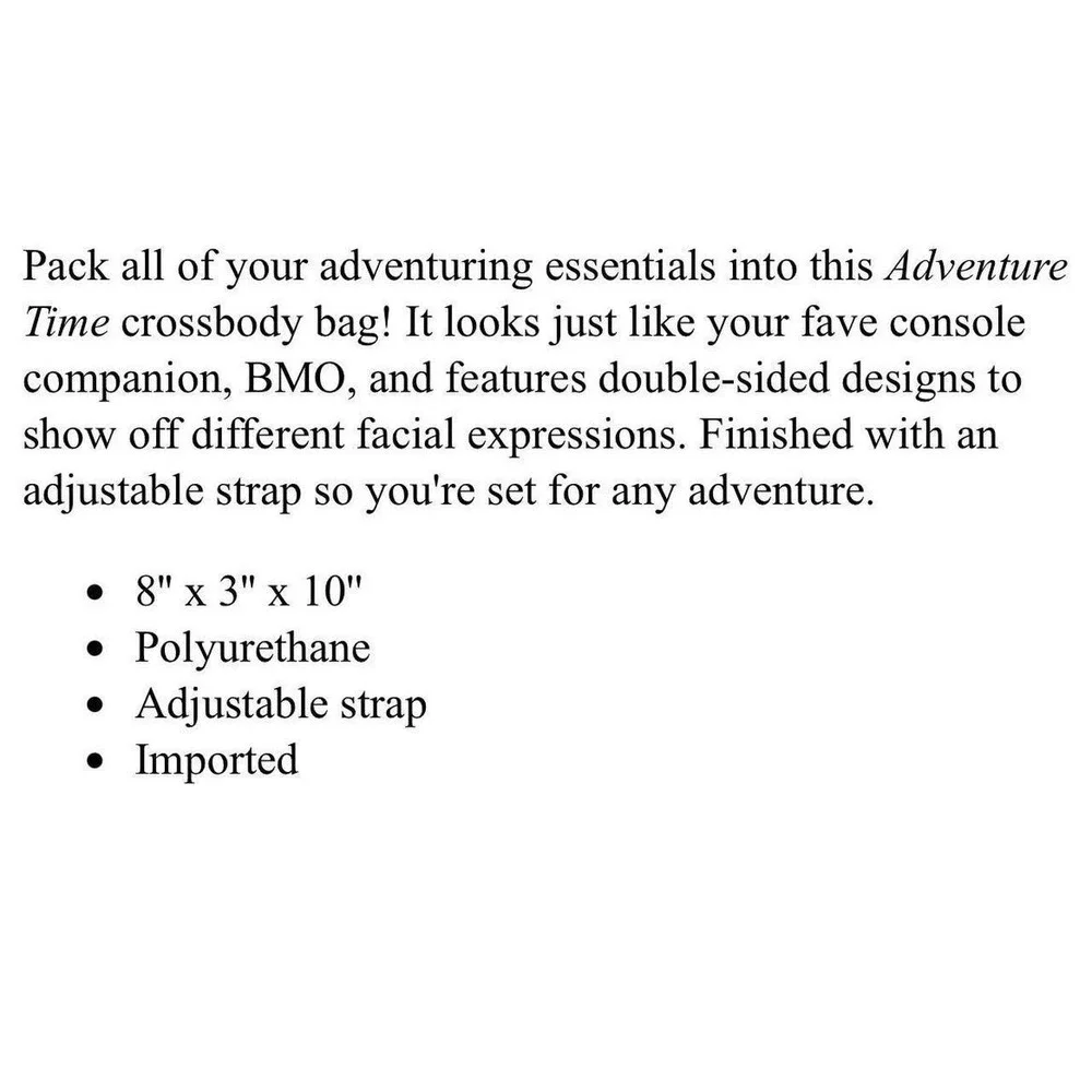 Adventure Time BMO Crossbody Bag Unisex Green Double-Sided NWT